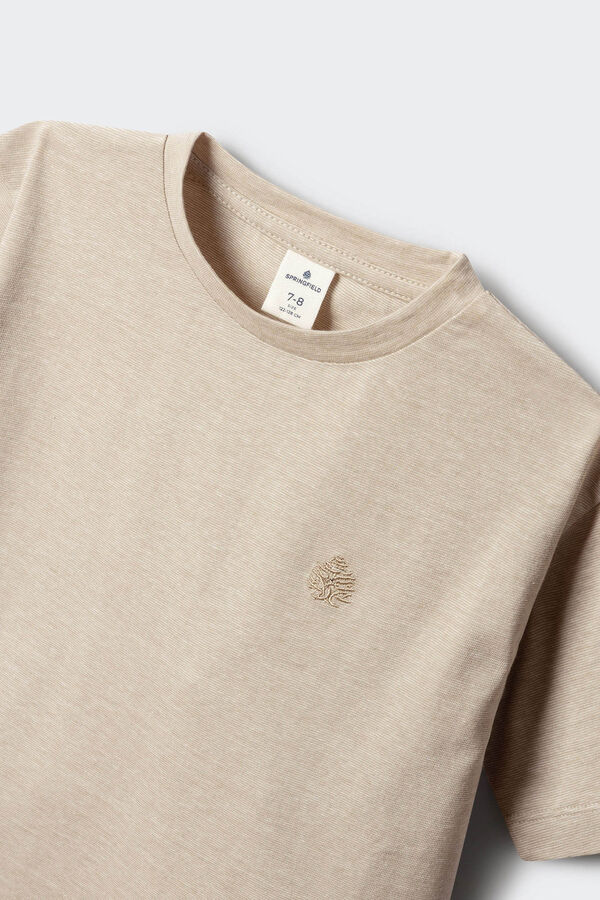 Springfield Kids Dečija mikroprugasta majica kratkih rukava Bež