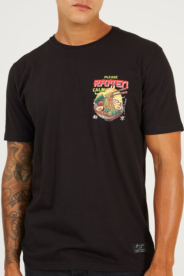 Brave Soul Oriental print short sleeve T-shirt black