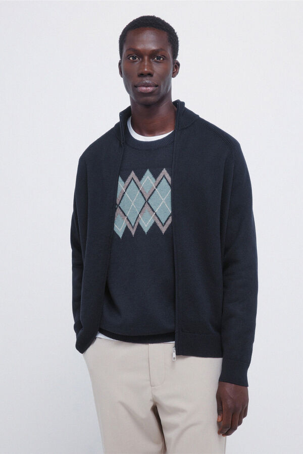 Springfield Jersey-Knit knit X'mas cardigan blue