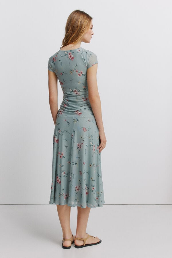 Springfield Ruched midi dress green