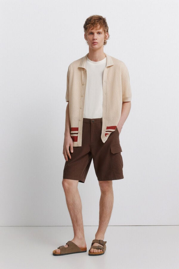 Springfield Striped structure cardigan grey