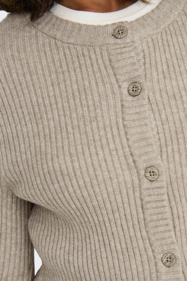 Only Gerippte Strickjacke Nude