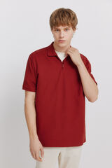 Springfield Piqu&eacute; zip regular fit polo shirt red