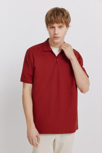 Springfield Piqu&eacute; zip regular fit polo shirt