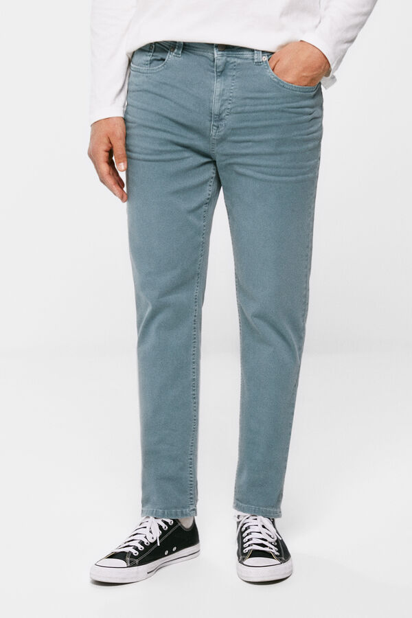 Springfield Slim fit washed 5-pocket coloured trousers acqua