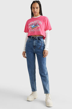 Springfield Tommy Jeans "Citees" short sleeve supercrop t-shirt. pink