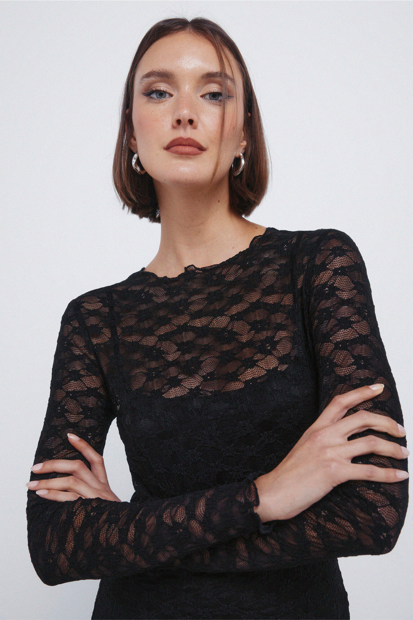 Springfield Asymmetrical lace midi dress