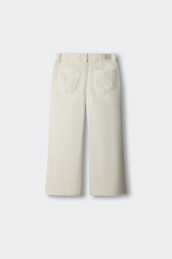 Springfield Kids Osnovne culotte pantalone od kepera za devojčice Bež
