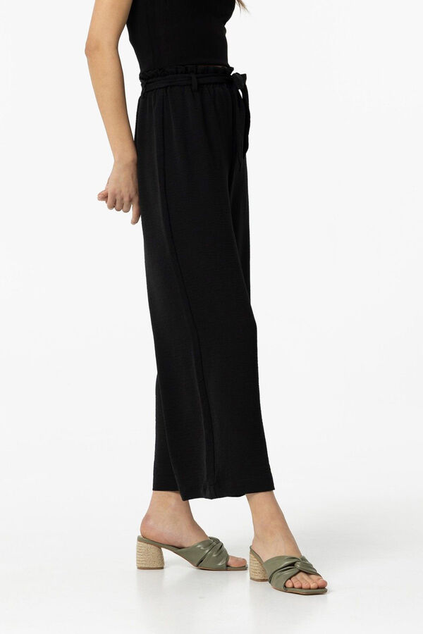 Springfield Wrinkled effect paperbag trousers with belt black