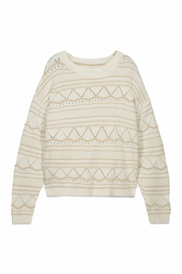 Springfield Pointelle jersey-knit jumper brown