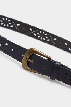 Springfield Belt with cutwork and ripples blue