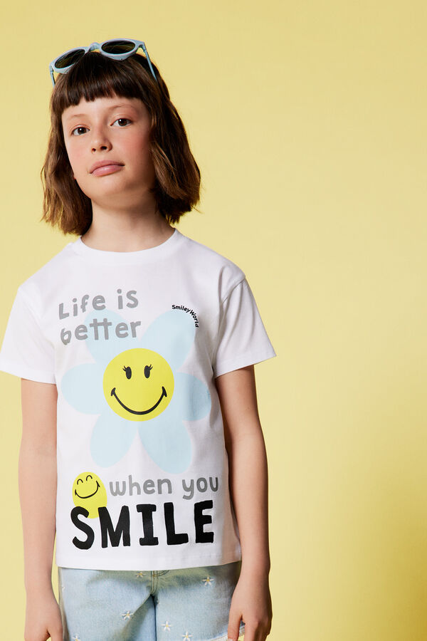 Springfield Girl's Smiley T-shirt  dark gray