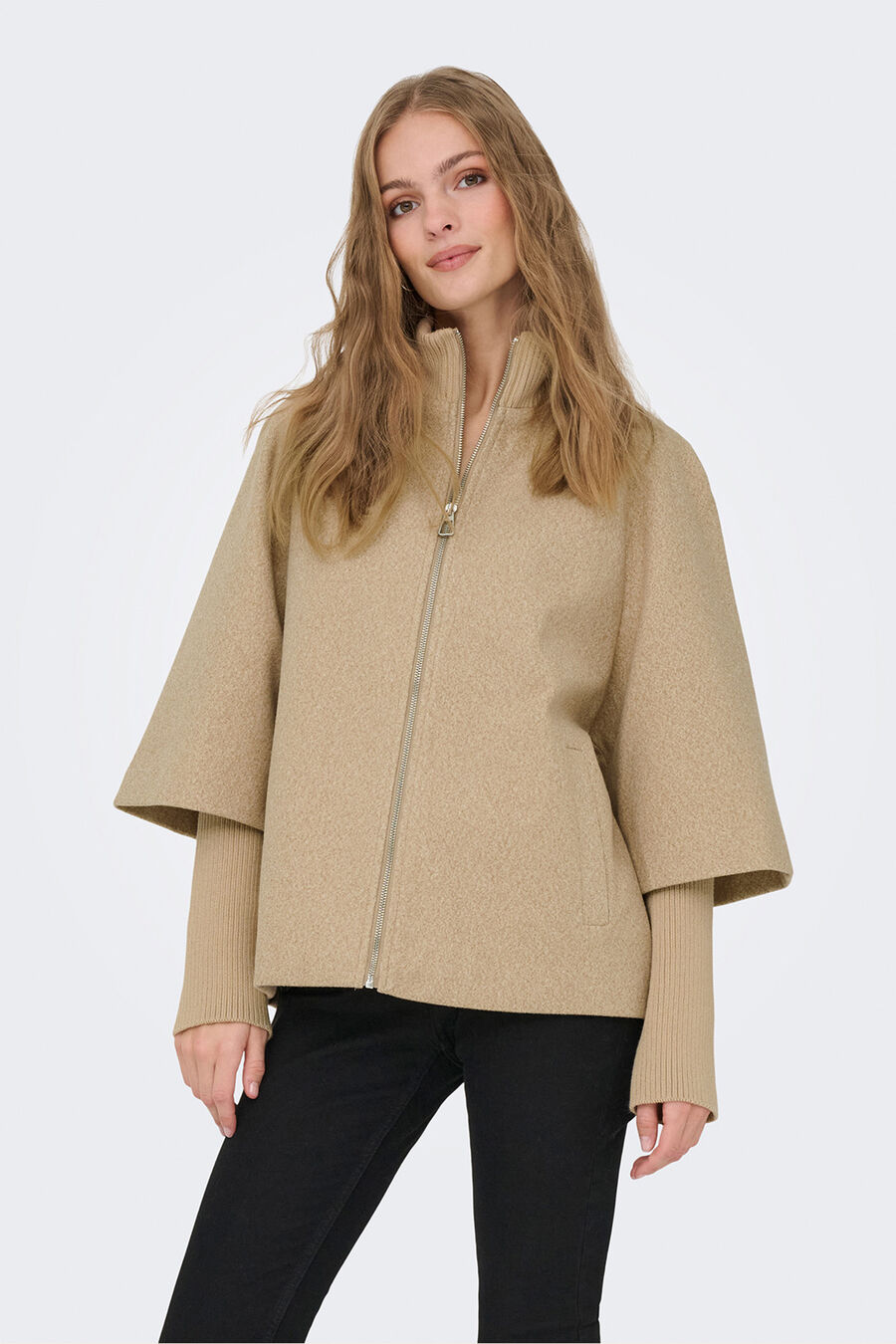 Abrigo de paño cremallera