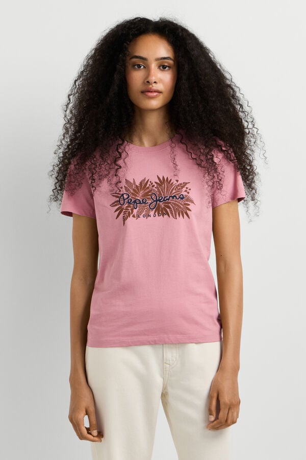 Pepe Jeans T-shirt b&aacute;sica de manga curta rosa