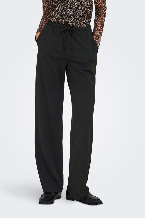 JDY Pantalón recto fluido negro