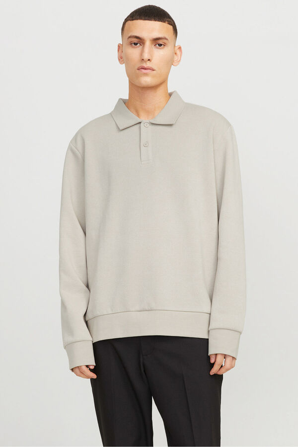 Jack & Jones Sudadera tipo polo gris