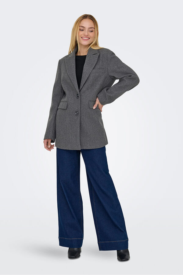 Only Sobretudo curto estilo blazer cinzento