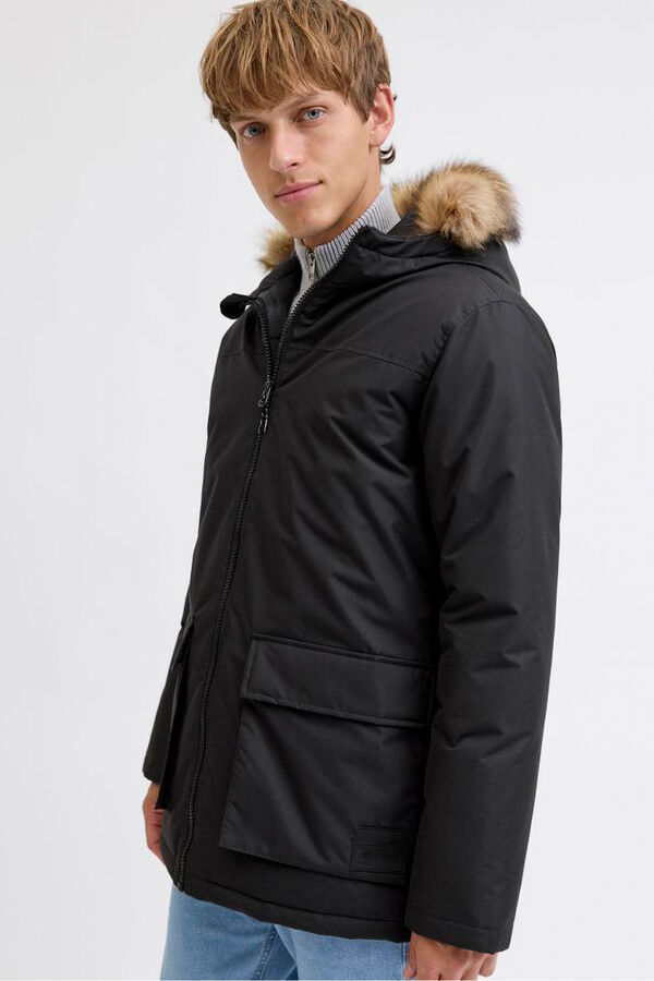 JJ REBEL Parka com capuz de pele preto