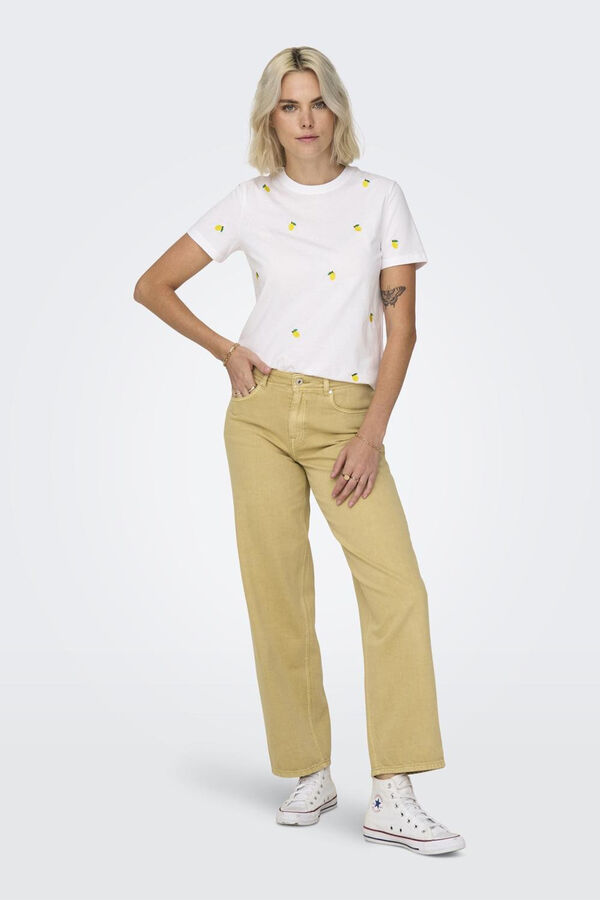 Only short sleeve shirt with embroidered details white