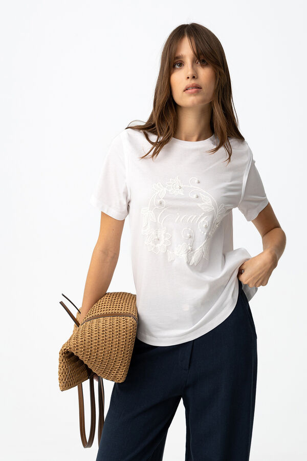 Tiffosi Camiseta estampado floral marfil