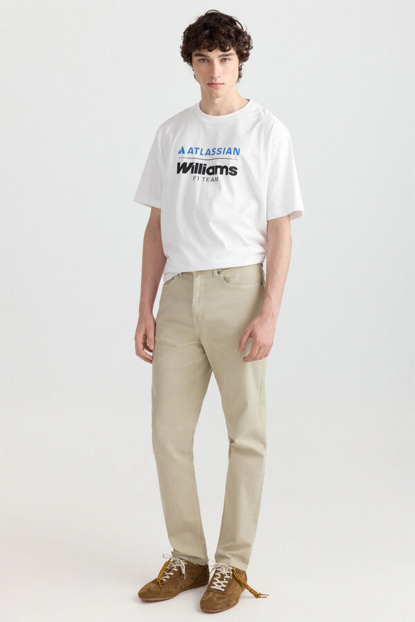 Springfield Washed slim fit 5-pocket trousers nude