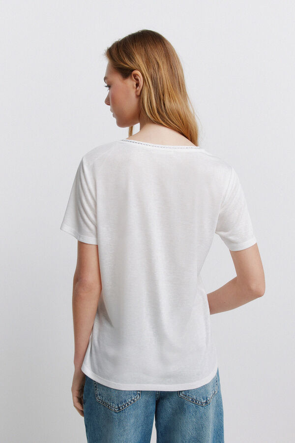 Springfield T-shirt &agrave; manches courtes col en V blanc