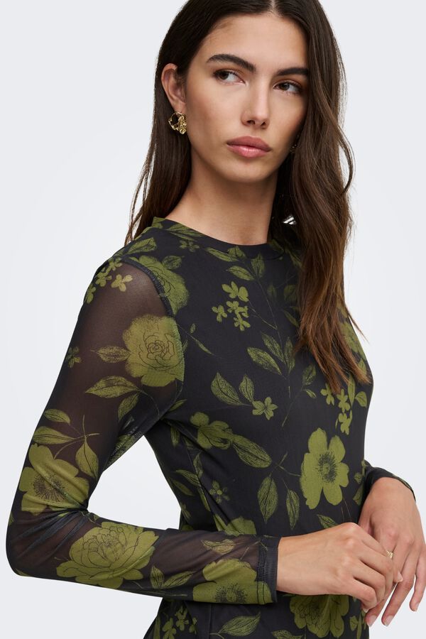 Only Vestido curto semitransparente verde