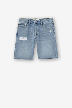 Springfield Loose fit denim Bermuda shorts with rips blue mix