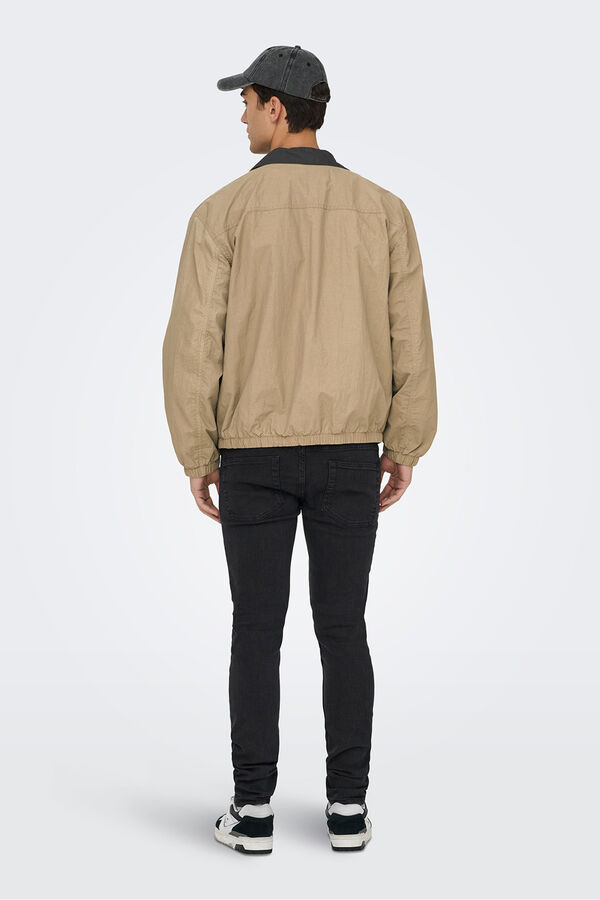 Only & Sons Chaqueta con pu&ntilde;os el&aacute;sticos tostado