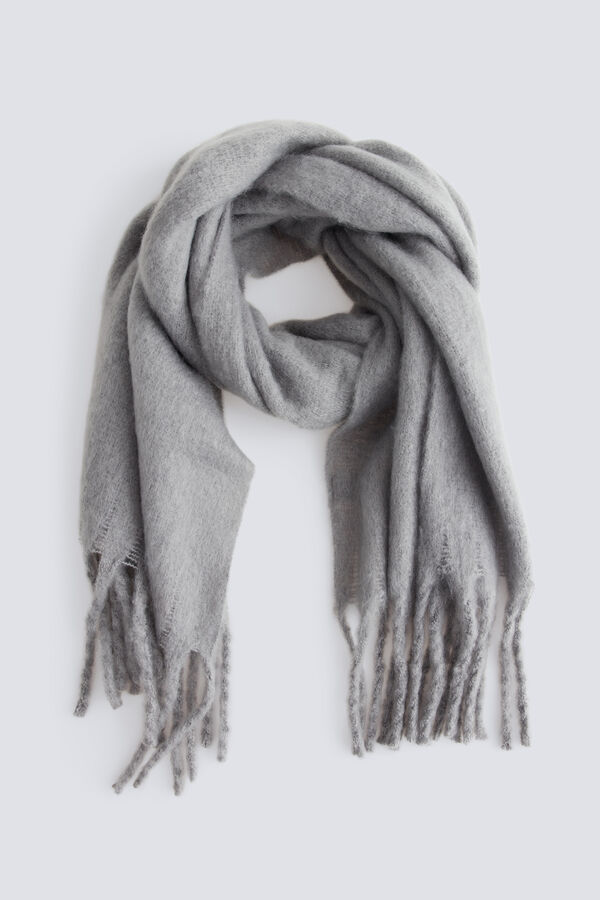 Springfield Bufanda de cuadros con flecos gris