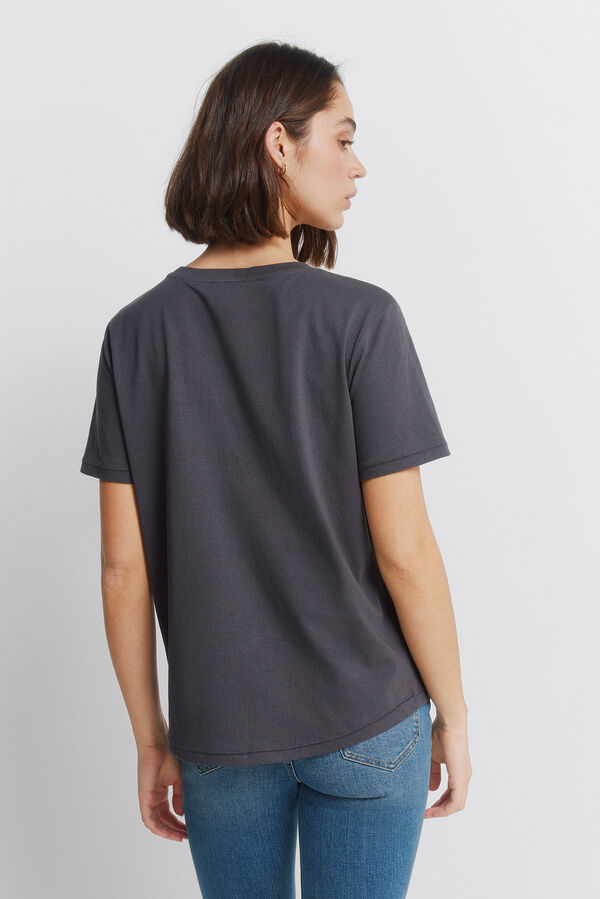 Springfield Cotton short sleeve studded T-shirt grey