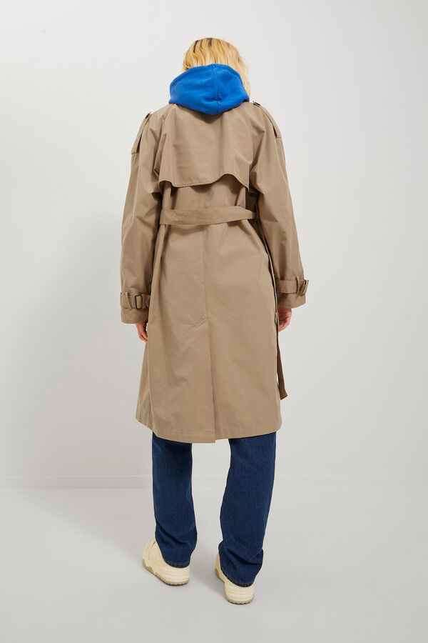 Springfield Long belted trench coat brown