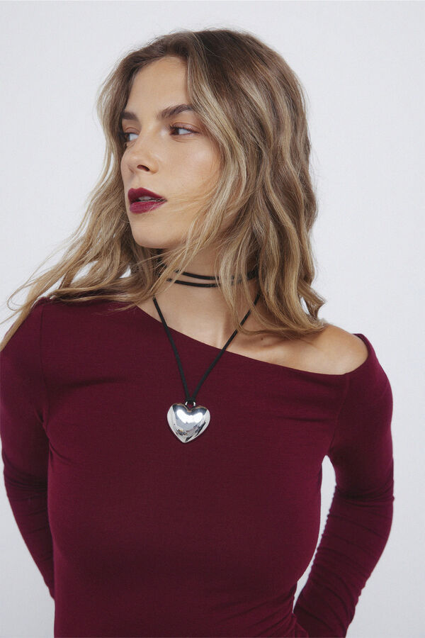 Springfield Fitted T-shirt with asymmetrical neckline red