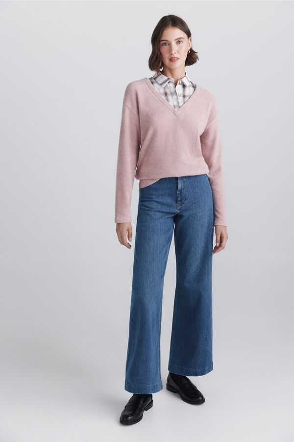 Springfield Plaid fine knit jumper pink