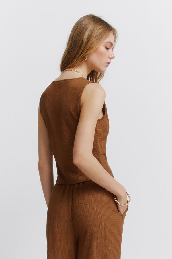 Springfield Majica sa bretelama i dugmićima Braon