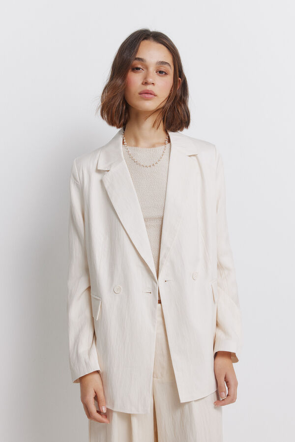 Springfield Shirt collar blazer nude