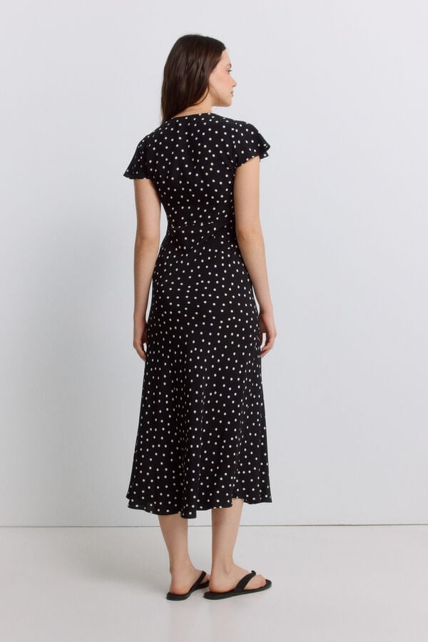 Springfield Printed lace midi dress black