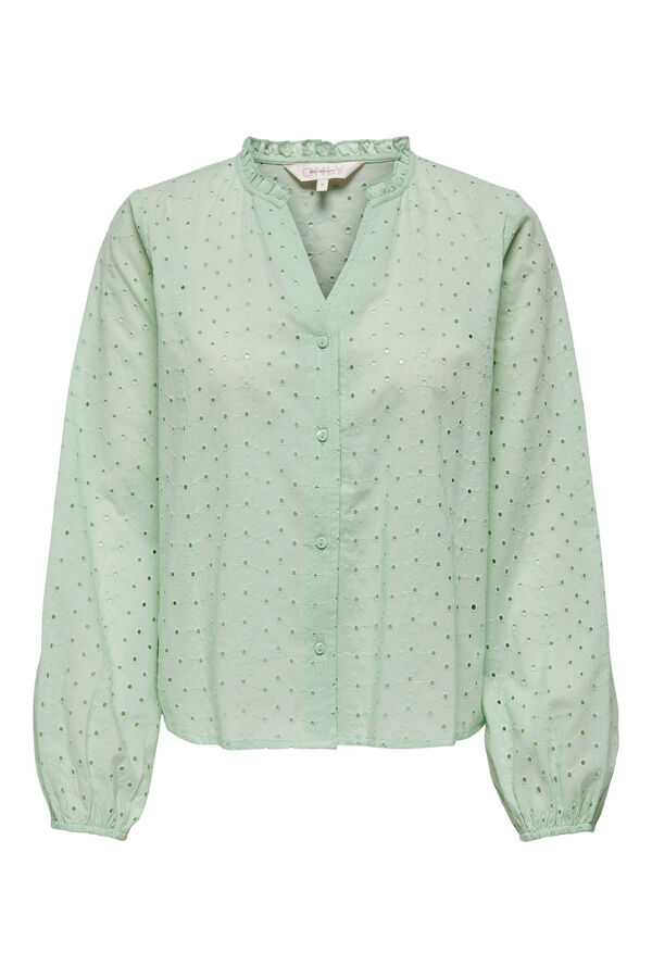 Springfield Broderie anglaise long-sleeved blouse green