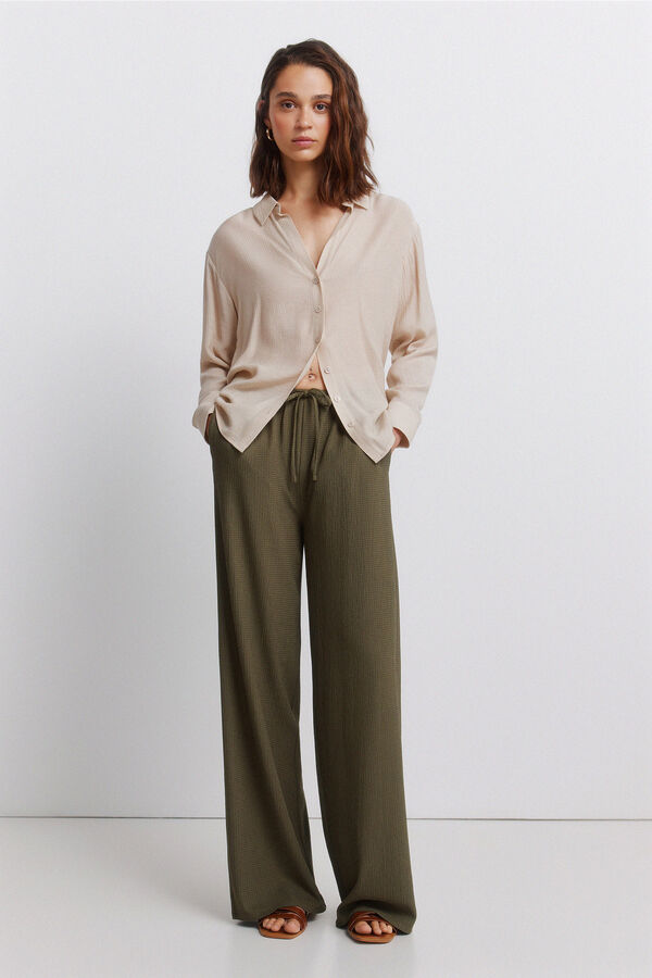 Springfield Wide leg structure long trousers printed
