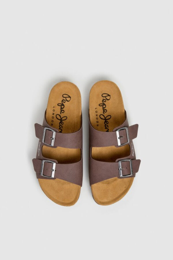 Pepe Jeans Double buckle anatomical sandals nude