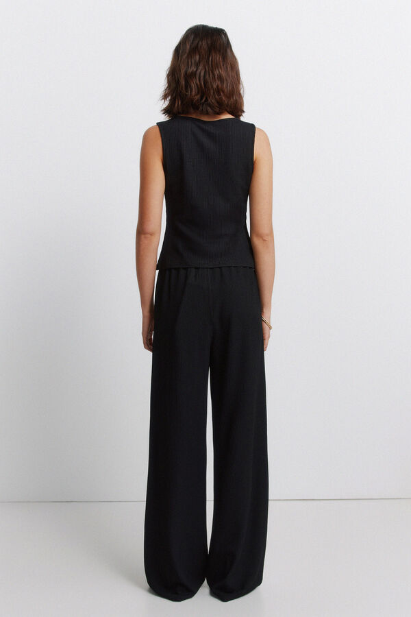 Springfield Wide leg structure long trousers black