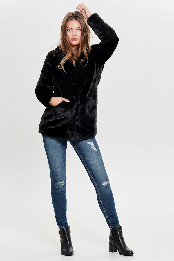 Only Faux fur coat black