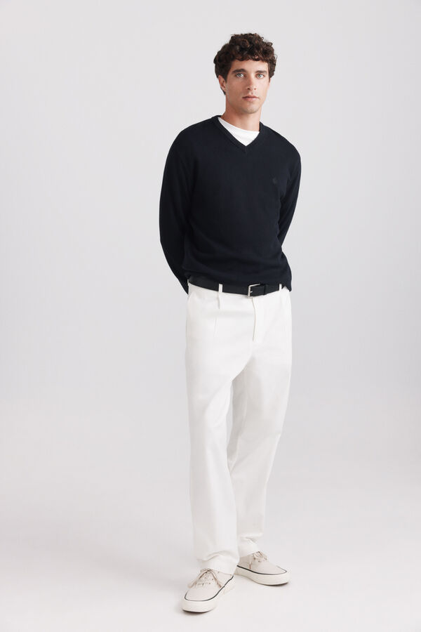 Springfield V-neck basic jumper blue