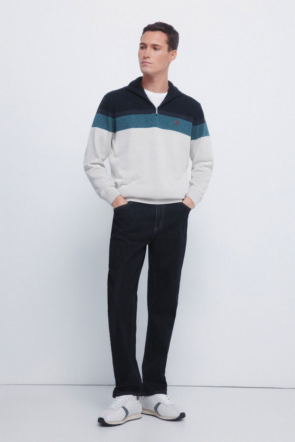 Springfield Džemper sa patentnim zatvaračem u boji sa blokovima i patentiranim rajsferšlus Plava