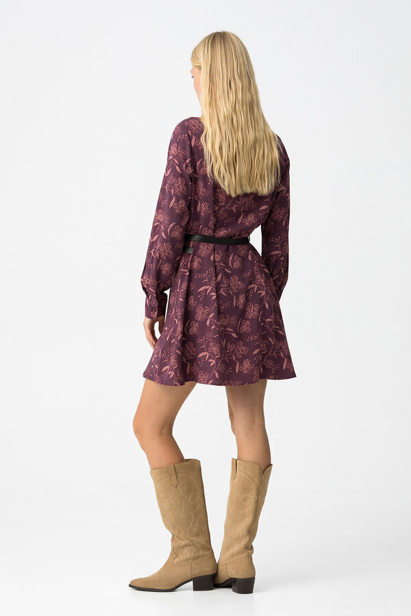 Tiffosi Vestido estampado com cinto castanho