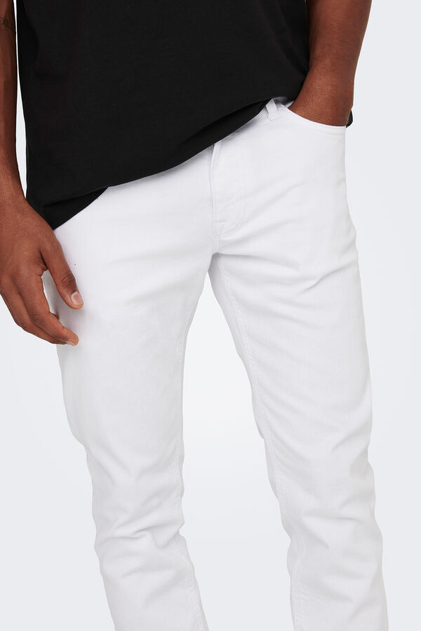 Only & Sons Jeans de hombre slim fit el&aacute;sticos blanco