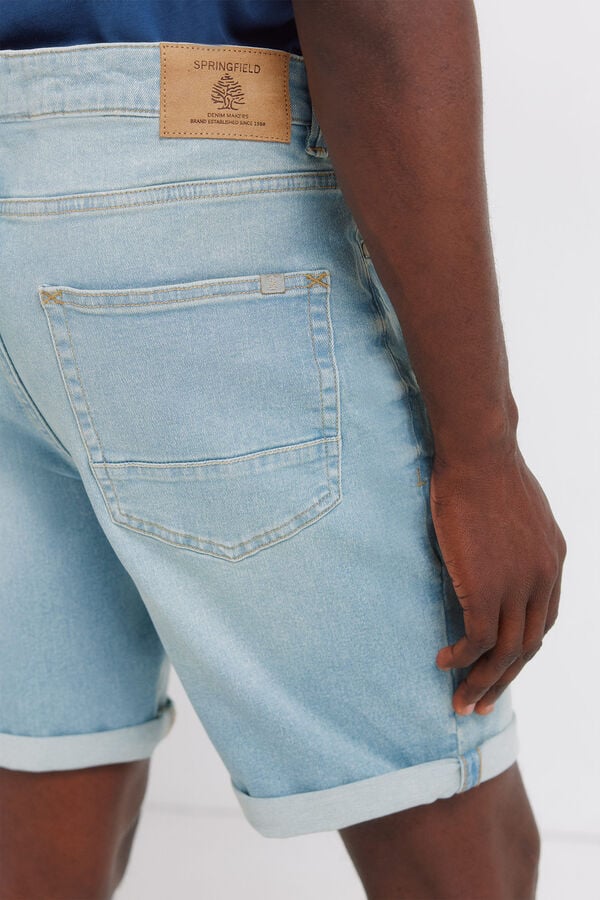 Springfield Denim lightweight slim fit Bermuda shorts blue