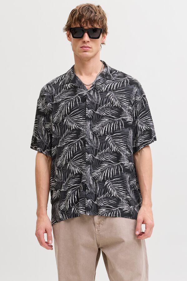 Jack & Jones Relaxed Fit Viskose-Hemd Schwarz