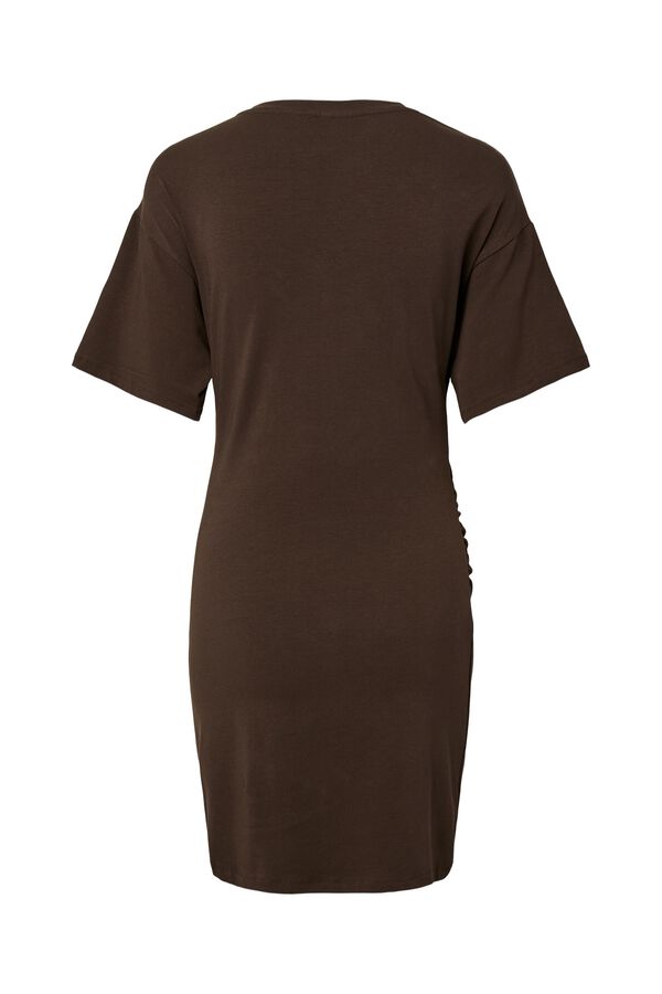Pieces Short ruched dress brown