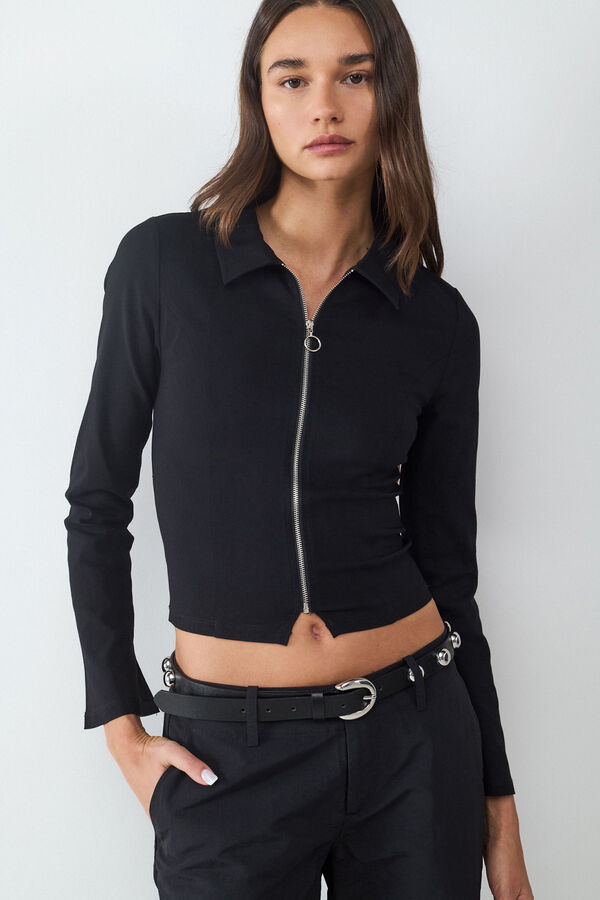 Balmohk Casaco justa com fecho-&eacute;clair preto